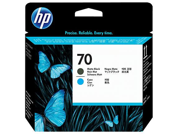 HP 70 C9404A Original Matte Black and Cyan DesignJet Printhead
