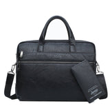 JEEP BULUO Leather Laptop Briefcase Bags/ Shoulder Bags for 14"  laptop/ MacBook/ notebook 2Pcs Set