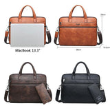 JEEP BULUO Leather Laptop Briefcase Bags/ Shoulder Bags for 14"  laptop/ MacBook/ notebook 2Pcs Set