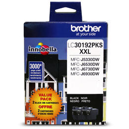 LC30192PKS Brother Original (OEM) 2 Pack Black Super High Yield (XXL) inkjet cartridges